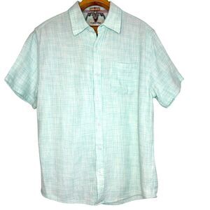 The Normal Brand Pastel Green Stripe Short Sleeve Button Up Shirt Size: L